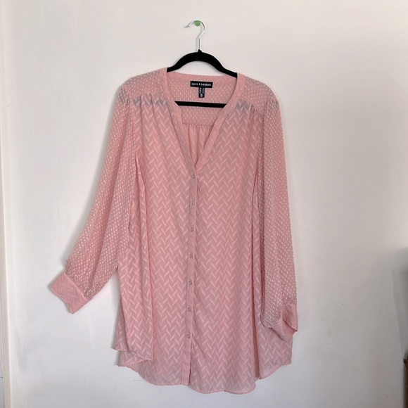 LOVE  & LEGEND 🌸 long sleeve Tops size US 22/ Tunic style / Salmon pink. - Picture 2 of 8